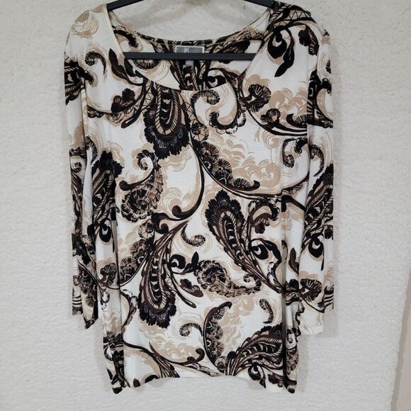 JM Collection Tunic Top Womens 2X Textured Stretch Flowy Pausley Office Career - Picture 1 of 13